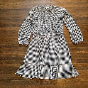 J. Crew Black and White Houndstooth Midi Dress